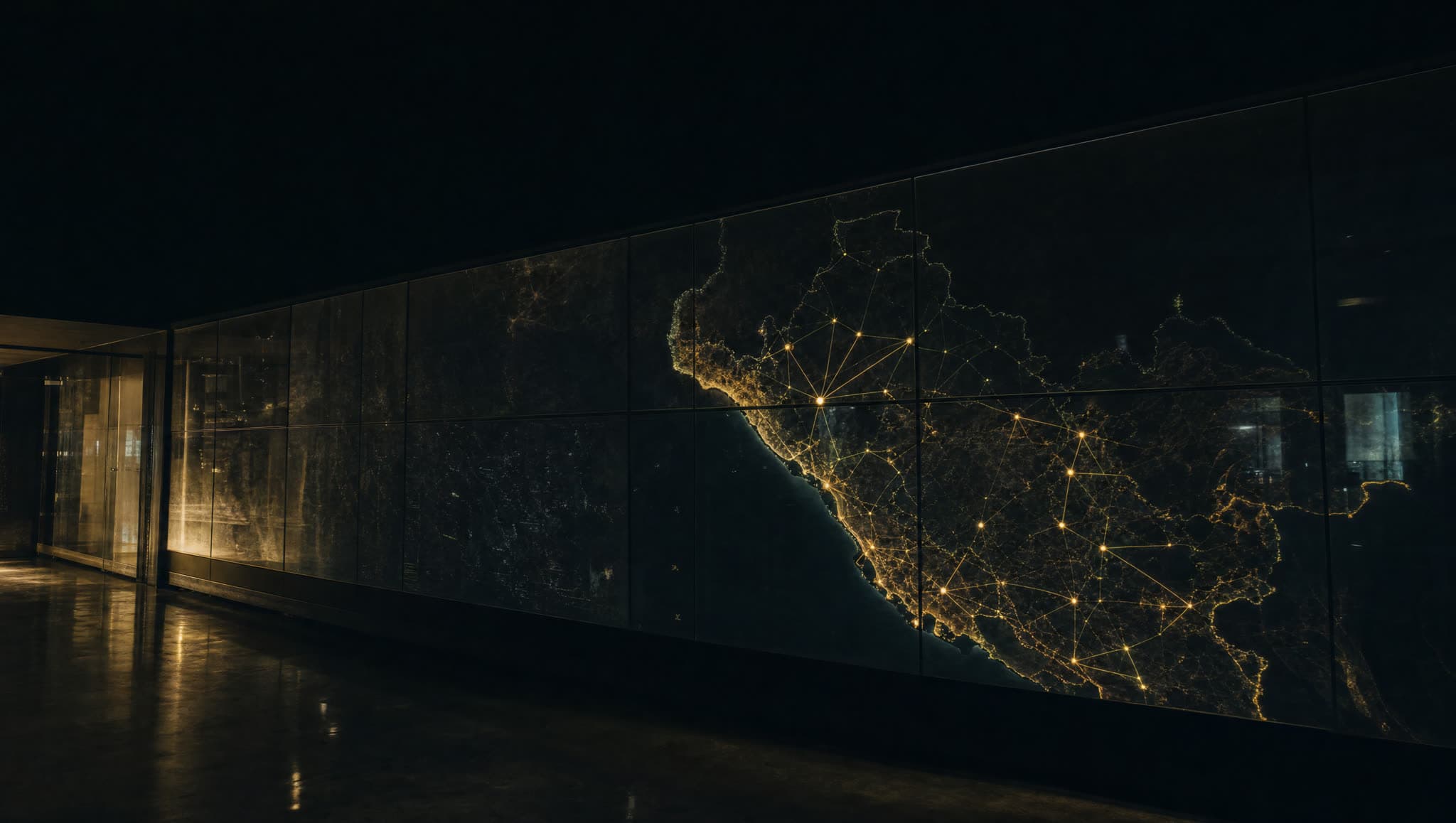 Hipergrafo institucional — hero cinematográfico (Ontología tipada + trazabilidad por acción · Datos del Estado conectados con modelos)