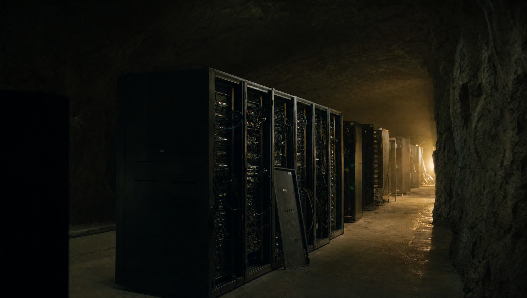 Laboratorio de IA fundacional — hero cinematográfico (Lab AI privado, modelo Mistral/Aleph Alpha-class · 12 a 20 ML PhDs · Cluster H100/H200)
