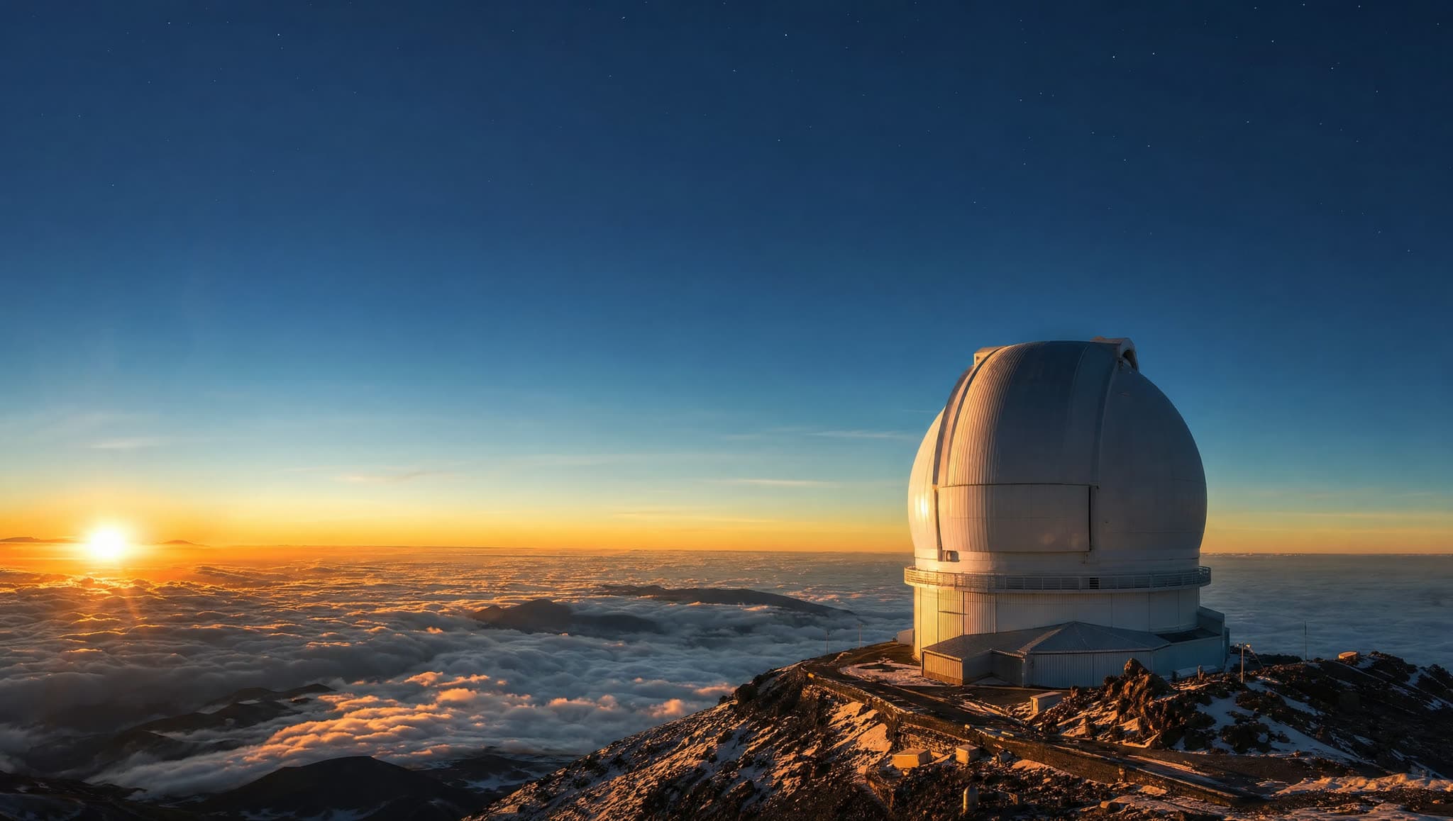 Observatorio Viracocha — hero cinematográfico (Telescopio óptico-IR 30m + radio array + IR survey · Cordillera del Barroso, Tacna · Anclaje UNSA Arequipa)